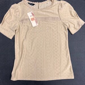 Elegant Beige Eyelet Women's Blouse